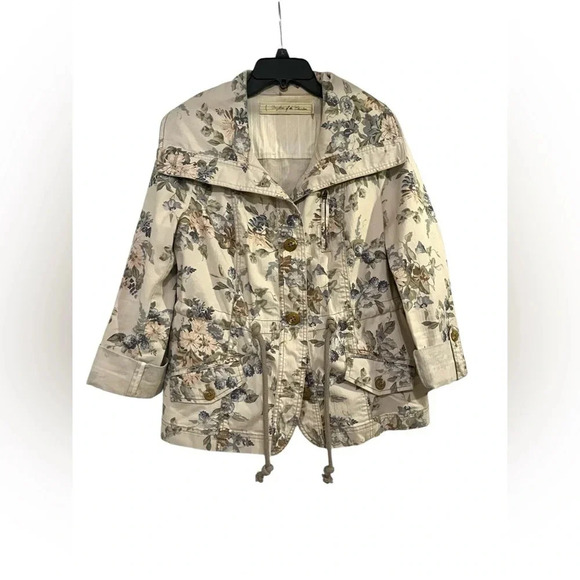 Anthropologie Daughters of the Liberation Jacket Beige Lyonia Floral Size 10 - Picture 1 of 10